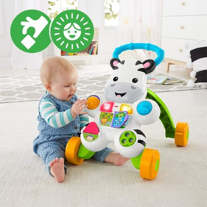 Fisher-Price Lern mit mir - Zebra Lauflernwagen, musikalisches Aktivitäts- und Gehspielzeug mit Lern