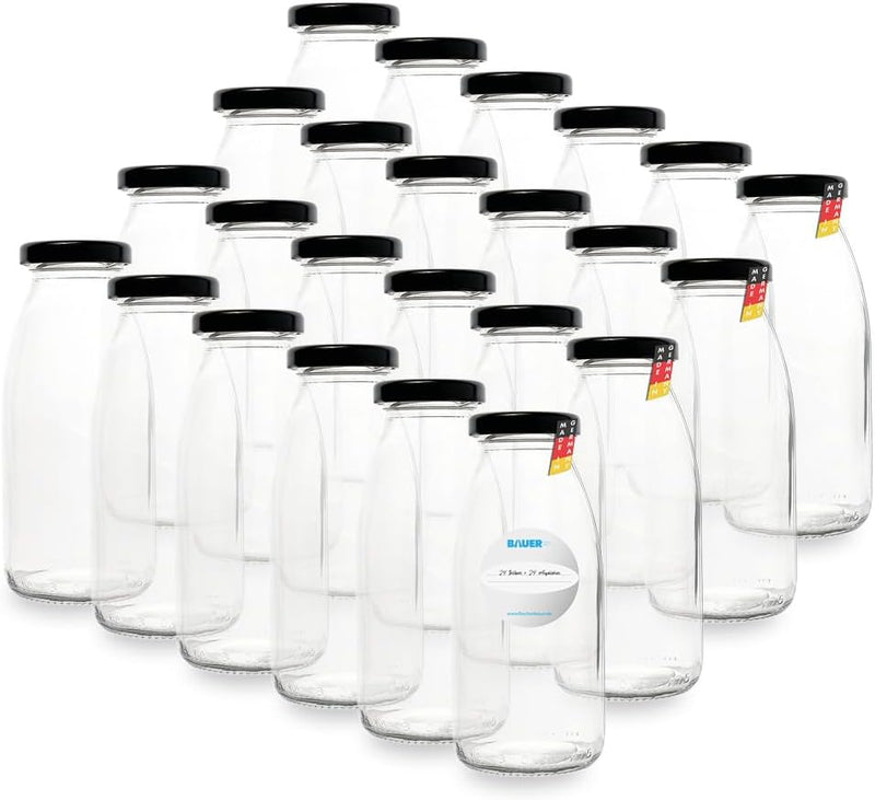 Flaschenbauer - 24 Leere Glasflaschen 250 ml mit Schraubverschluss TO43, 0,25 l in Schwarz – Zum Sel
