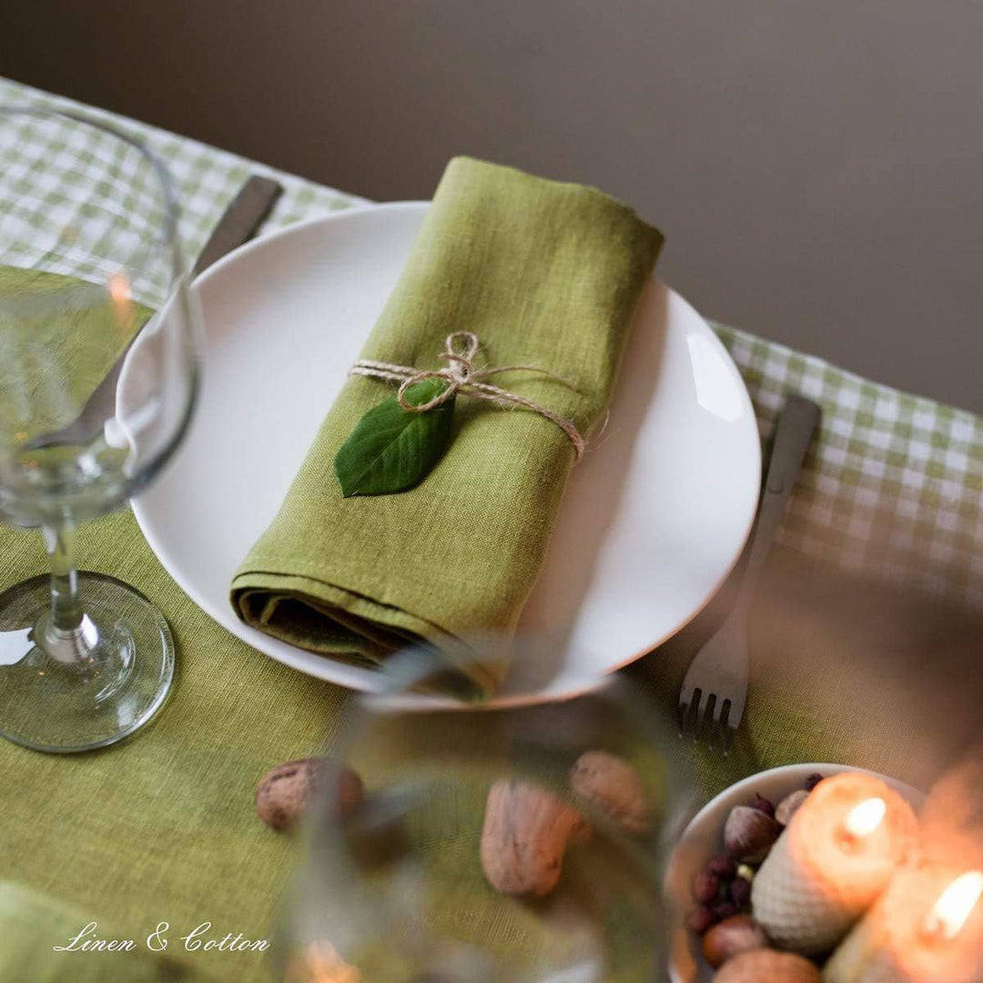 Linen & Cotton Hochwertige 4 x Stoffservietten/Servietten Stoff/Leinenservietten Hygge -100% Leinen,