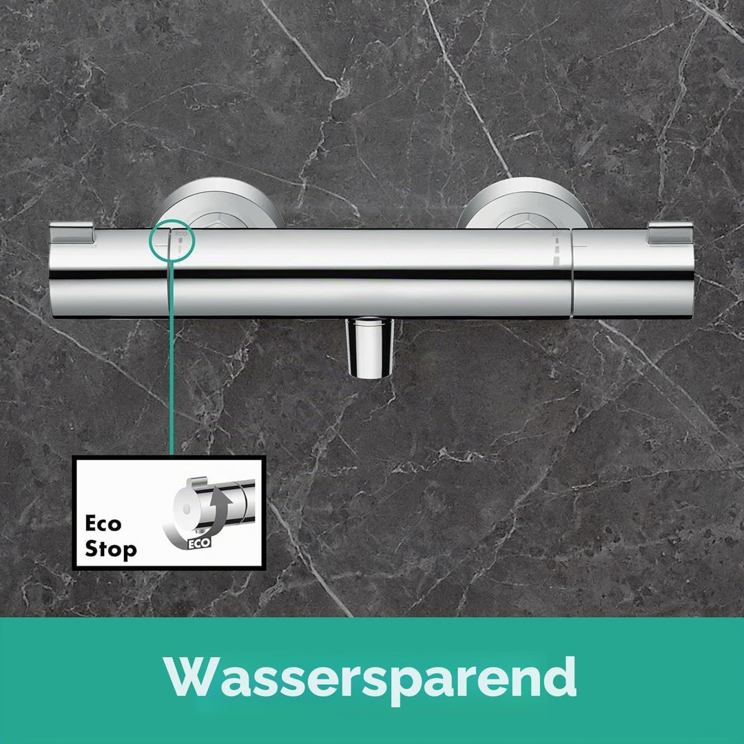 hansgrohe Ecostat - Duschthermostat Aufputz, Duscharmatur mit Sicherheitssperre (SafetyStop) bei 40°