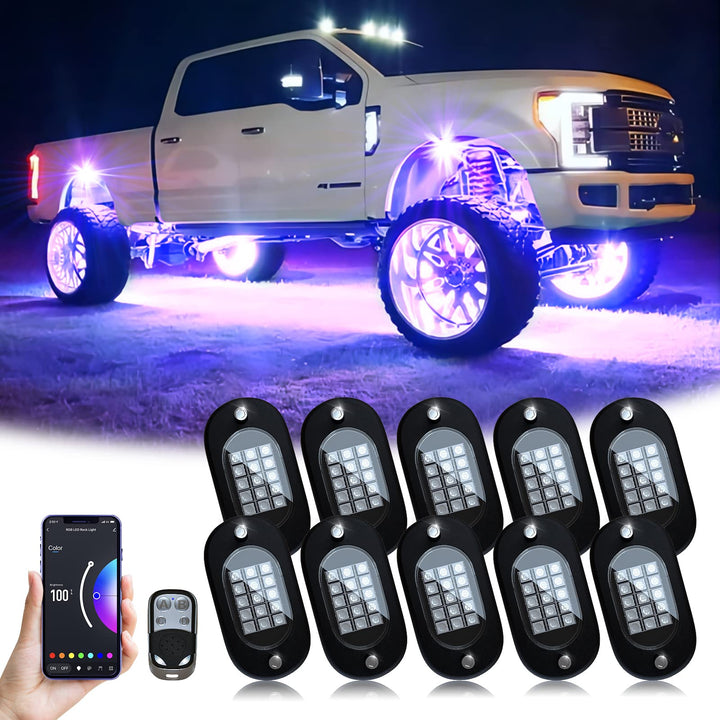 YiLaie RGB LED Rock Lights, mit Telefon App/Fernbedienung & Timing & Musik Modus Rock Lights Kits, w