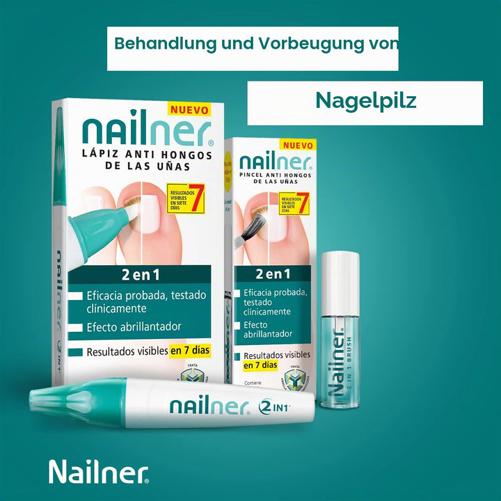 Nailner 2-in-1 Anti-Pilz-Pinsel für Nägel, 5 ml – Behandlung gegen Pilze an Händen und Füssen, sicht
