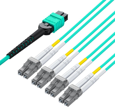 10Gtek Fiber Optic Cable Patch Cord - MPO to 8X LC Fanout Fiber Jumper Cable, OM3 MMF 8-core Fiber,