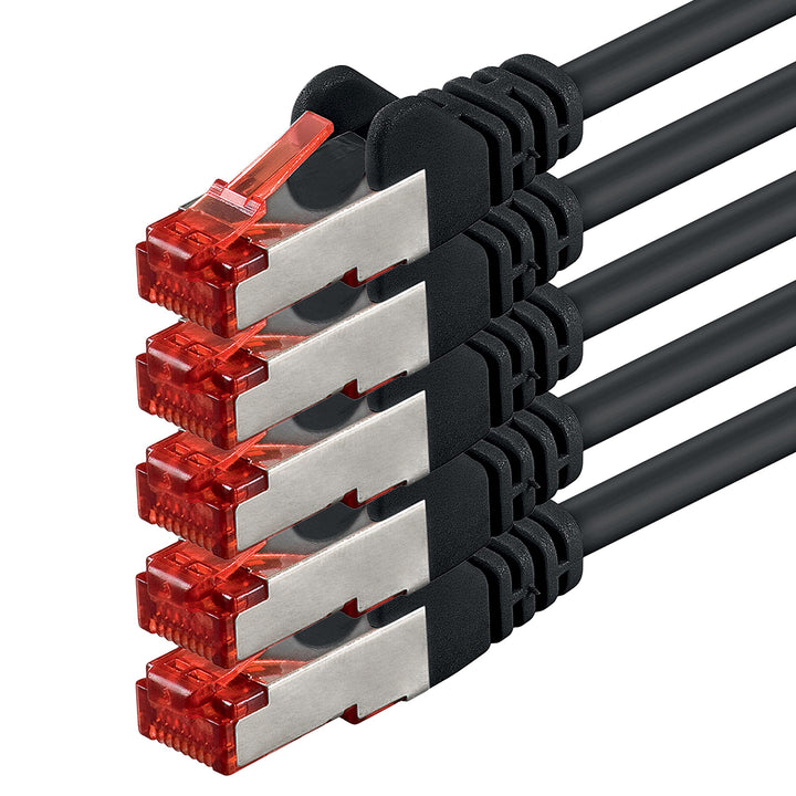 1aTTack.de 5x 7,5m - Cat 6 Netzwerk-Kabel Patch-Kabel Cat6 RJ45 SFTP - Schwarz