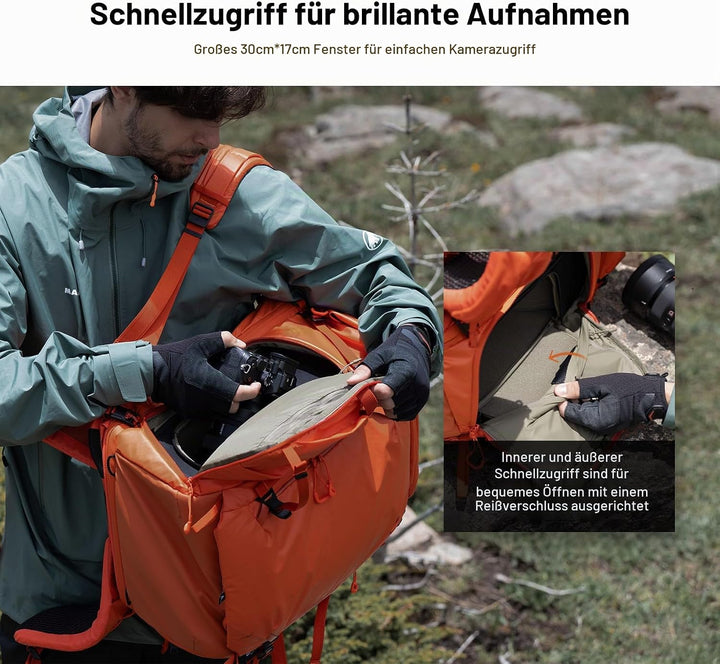 PGYTECH OnePro Flex 50L Rucksack Wasserdicht + Grösse L Kamera Einsatztasche,Kamerarucksack Set für