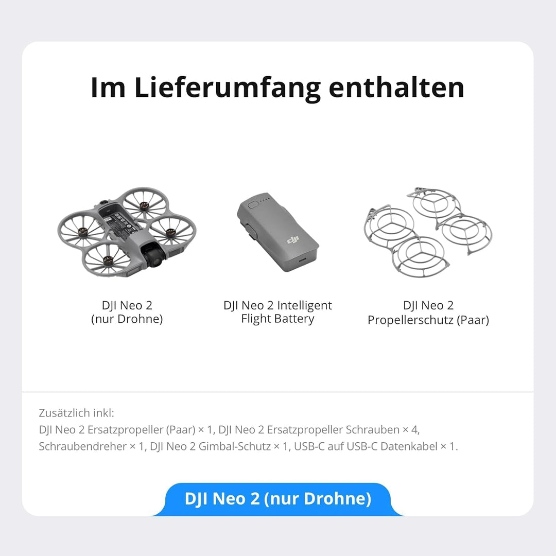 DJI Neo 2 Motion Fly More Combo mit RC Motion 3 und Goggles N3 und Vielseitiges Zubehör, Stabile Übe