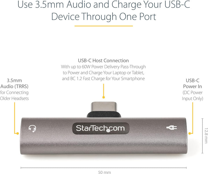 StarTech.com USB-C Audio- und Ladeadapter - USB-C-Audio Adapter mit 3,5-mm TRRS Kopfhörer-/Headset B