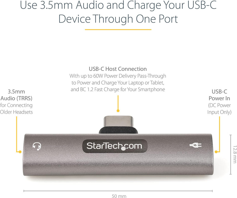 StarTech.com USB-C Audio- und Ladeadapter - USB-C-Audio Adapter mit 3,5-mm TRRS Kopfhörer-/Headset B