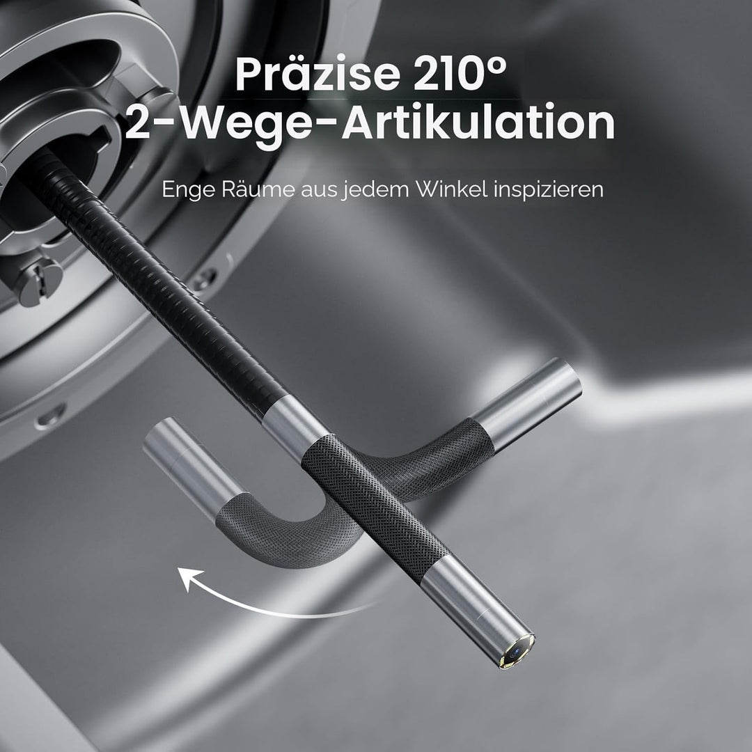 DEPSTECH 210° Drehbare Endoskopkamera mit Licht, 5" IPS-Bildschirm Endoskop Beweglicher Kopf, 6,2mm