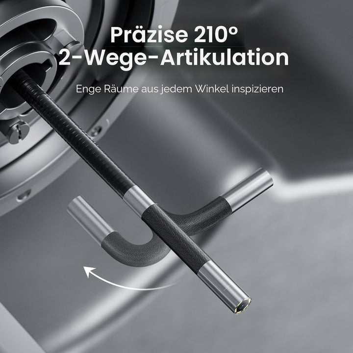 DEPSTECH 210° Drehbare Endoskopkamera mit Licht, 5" IPS-Bildschirm Endoskop Beweglicher Kopf, 6,2mm