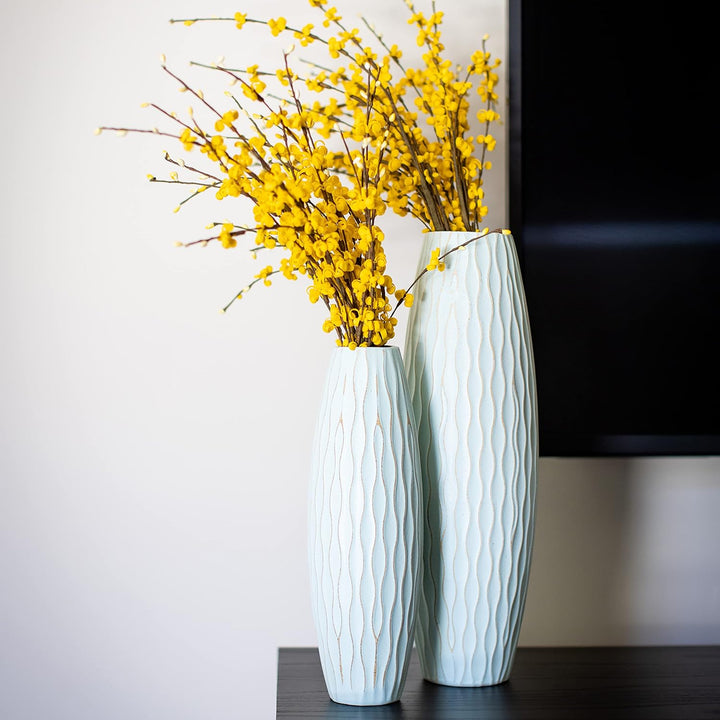 Stonebriar SB-5076C Beach Nostalgie Grosse Vase aus verwittertem blassem Ozean, Holz, Hellblau, 40 c