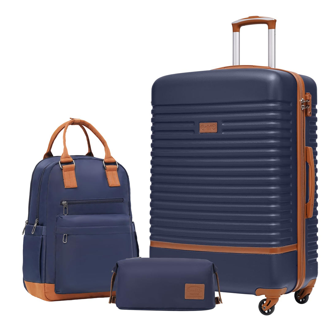 COOLIFE Koffer Trolley Koffer Reisekoffer von ABS Hartschalen Trolley 4 Rollen TSA-Schloss Der Koffe