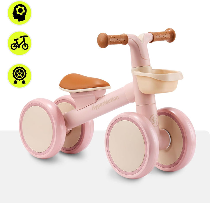HyperMotion TOBI MINI Pinkes 4-Rad Laufrad für Kinder 12–36 Monate, Leichtes Rutschfahrzeug mit Korb