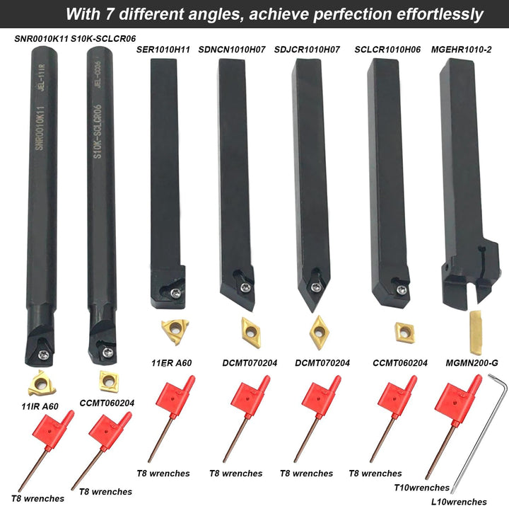 21pcs Drehmaschine Bohrstangen Set CNC Drehmeissel Drehwerkzeuge Schaftdrehmaschine 10mm Drehbank Sc