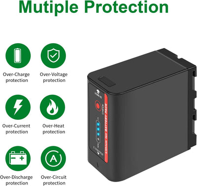 Shentec 7.4V, 8800mAh Li-ion NP-F970 NP-F980 Akku für Sony DCR-VX2100, DSR-PD150, DSR-PD170, FDR-AX1