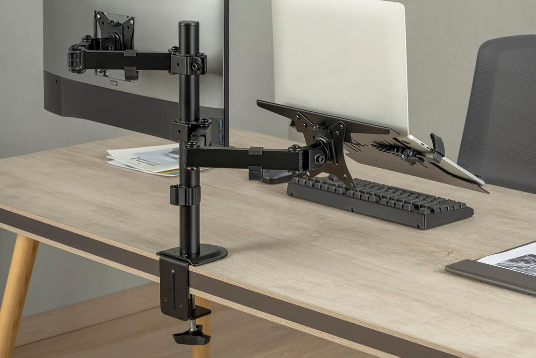 DIGITUS Universal Monitorhalter mit Notebookhalterung / up to 39,6 cm notebook 32" monitor / 15.6" C