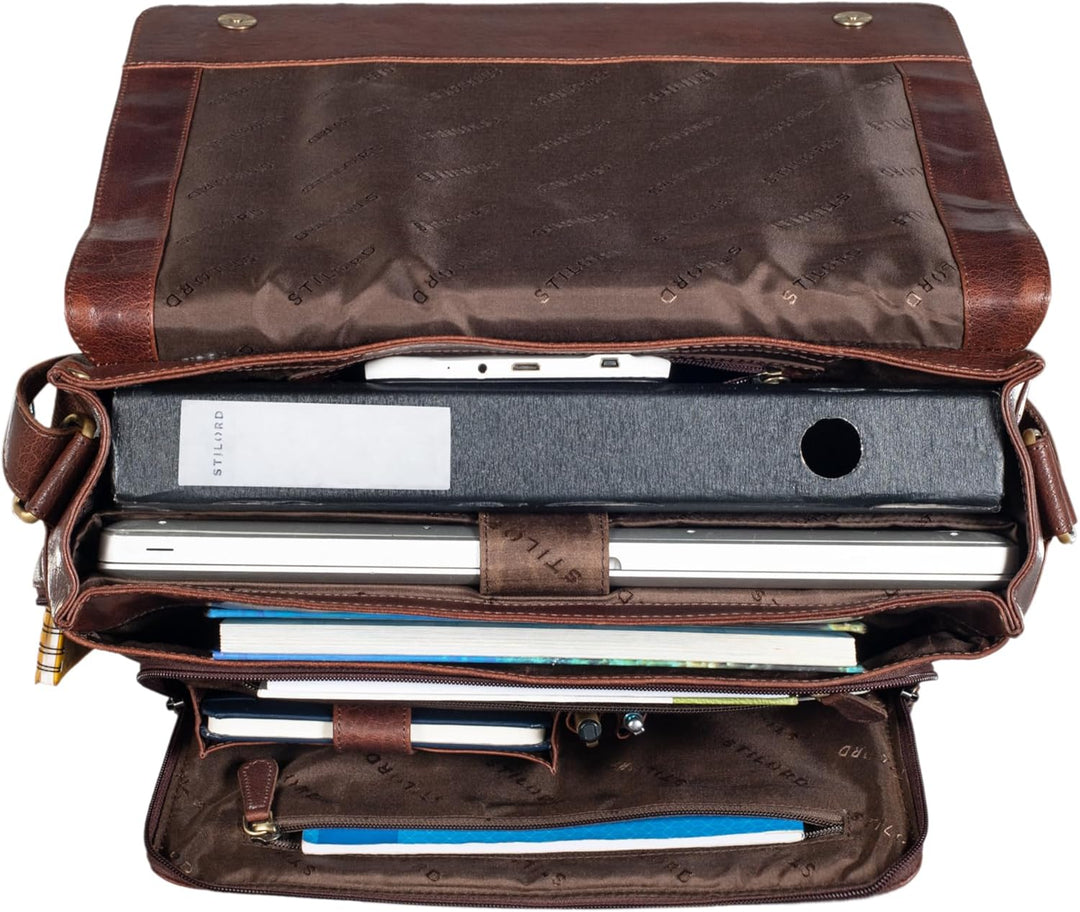 STILORD Vintage Umhängetasche Leder gross für Herren Damen 15.6 Zoll Laptoptasche Unitasche Bürotasc