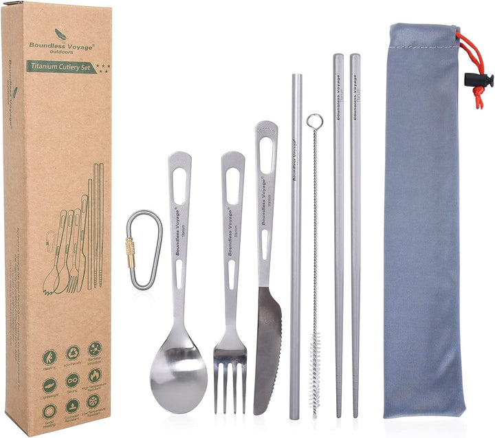 Boundless Voyage Outdoor Titan Löffel Gabel Stroh Messer Essstäbchen ultraleicht tragbar Picknick Be
