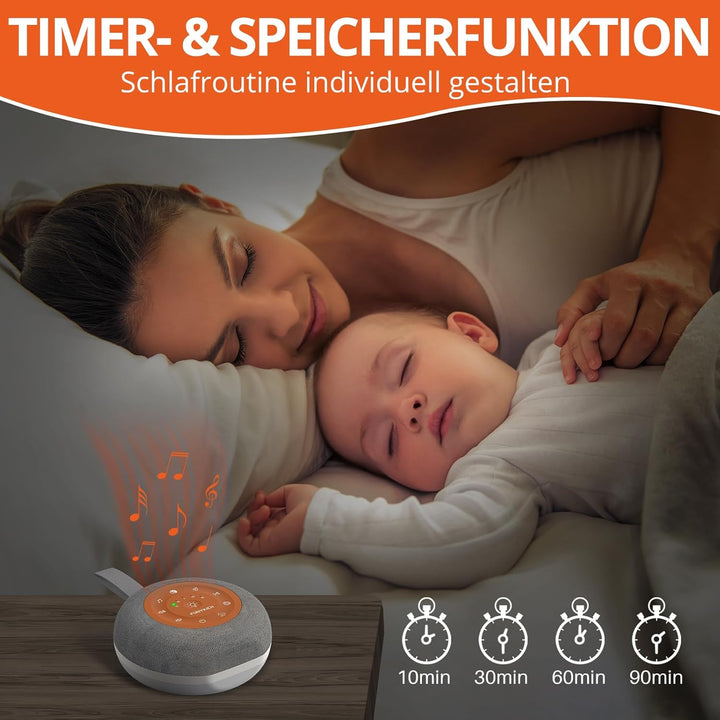 FUNYKICH White Noise Machine Baby, Weisses Rauschen Gerät mit Wireless Lautsprecher, 30 Klänge, 7 Bu