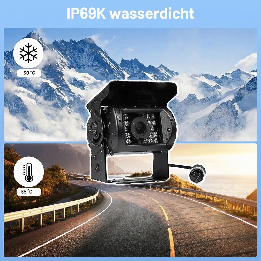 Camecho Dual Backup Kamera 4 Split Monitor hinten Kamera Auto 18 IR-Nachtsicht wasserdicht Aviation