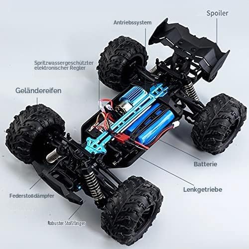 X-Verse 16201 Ferngesteuertes Auto, 2.4GHz 1:16 4WD Wasserdichtes RC Autos Kohlebürste Motor, 50KM/H