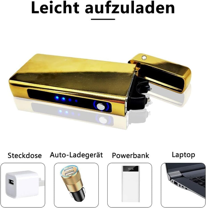GADATOP Elektrisches Plasma-Feuerzeug Mit LED-Batterieanzeige - Wiederaufladbar, Flammenlos, Sturmfe