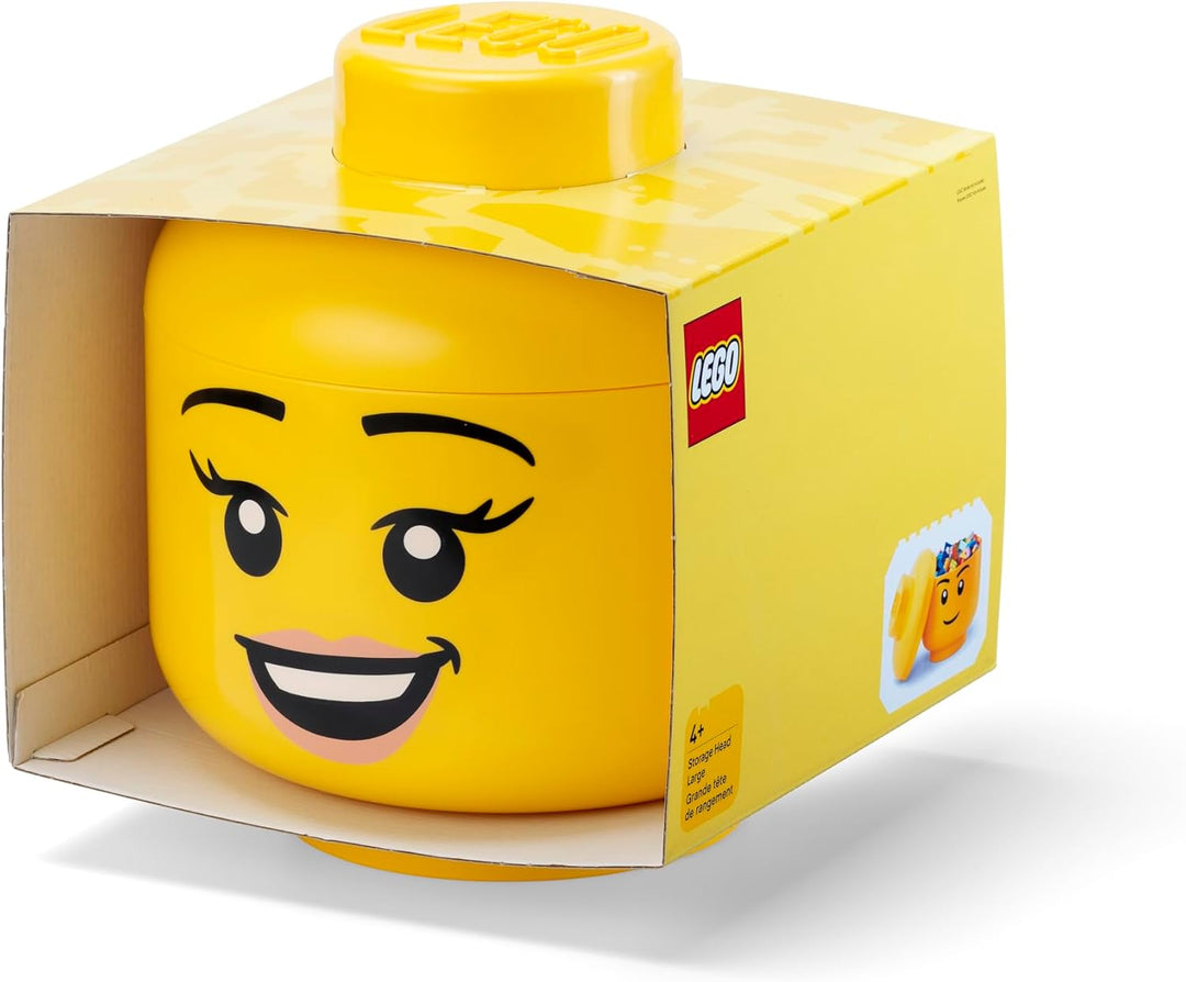 Room Copenhagen Iconic Storage Head Large Stackable Storage Box 8,5 L Yellow Happy Girl Happy Girl L