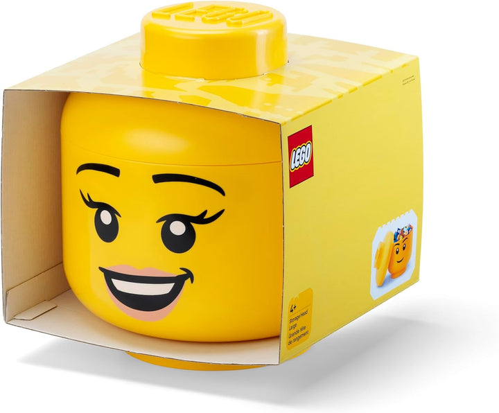 Room Copenhagen Iconic Storage Head Large Stackable Storage Box 8,5 L Yellow Happy Girl Happy Girl L
