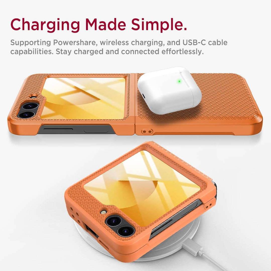 Miimall Hülle Kompatibel mit Samsung Galaxy Z Flip 6/7 FE Hülle mit Kameraschutz, [TPU Scharnierschu
