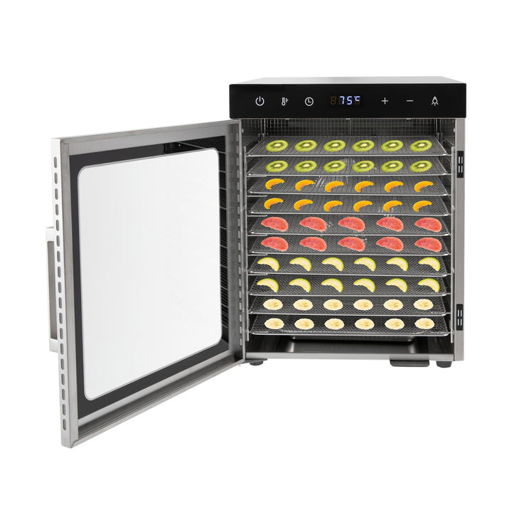 10 Schicht Dehydrator,800 W Dörrautomat Edelstahl,Edelstahl Tablett 10 Stk,Dörrgerät, Trocknen Dehyd