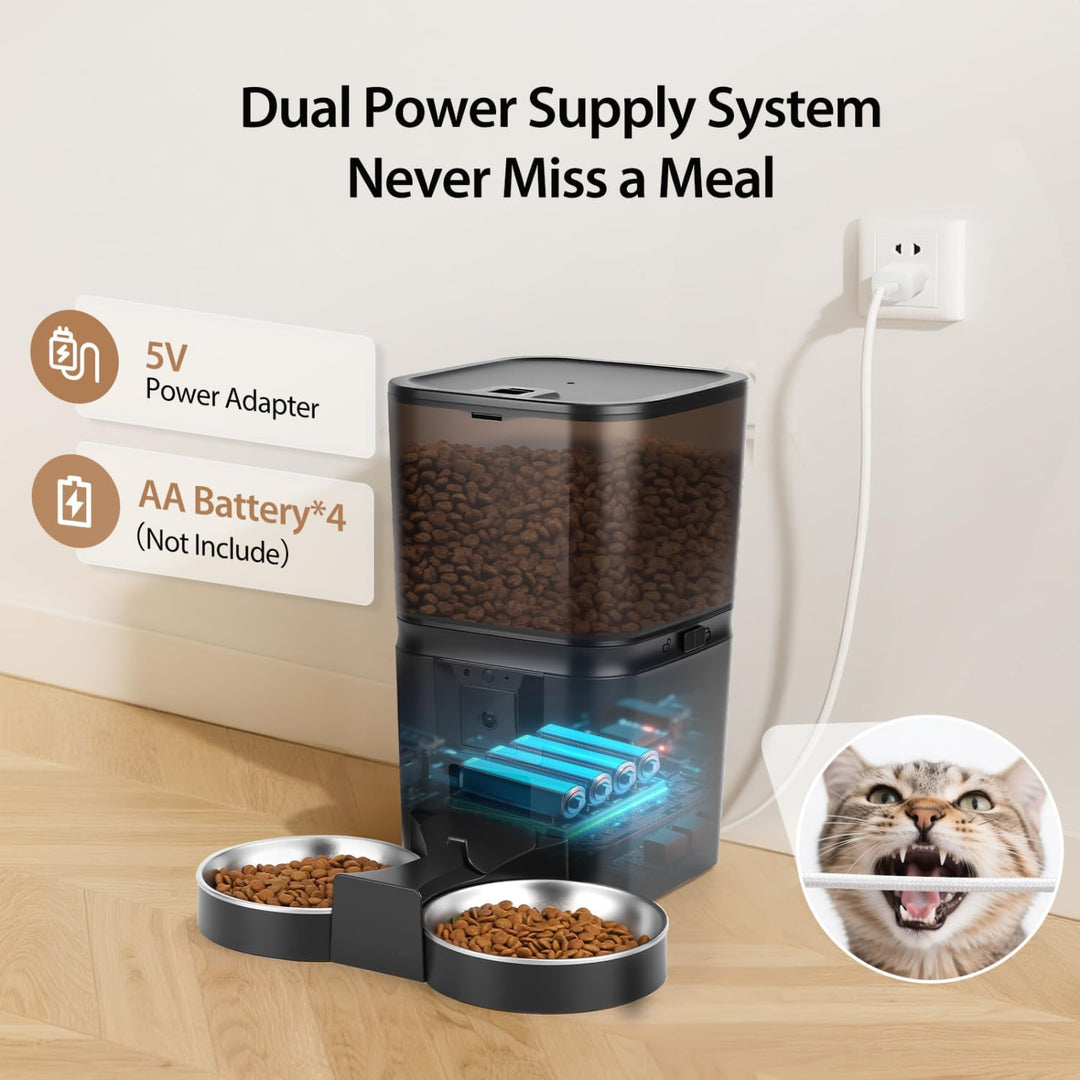 Nobleza 6L Futterautomat Katze 2 Näpfe mit 1080P Kamera, 5G WiFi Katzen Futterautomaten mit APP & Na