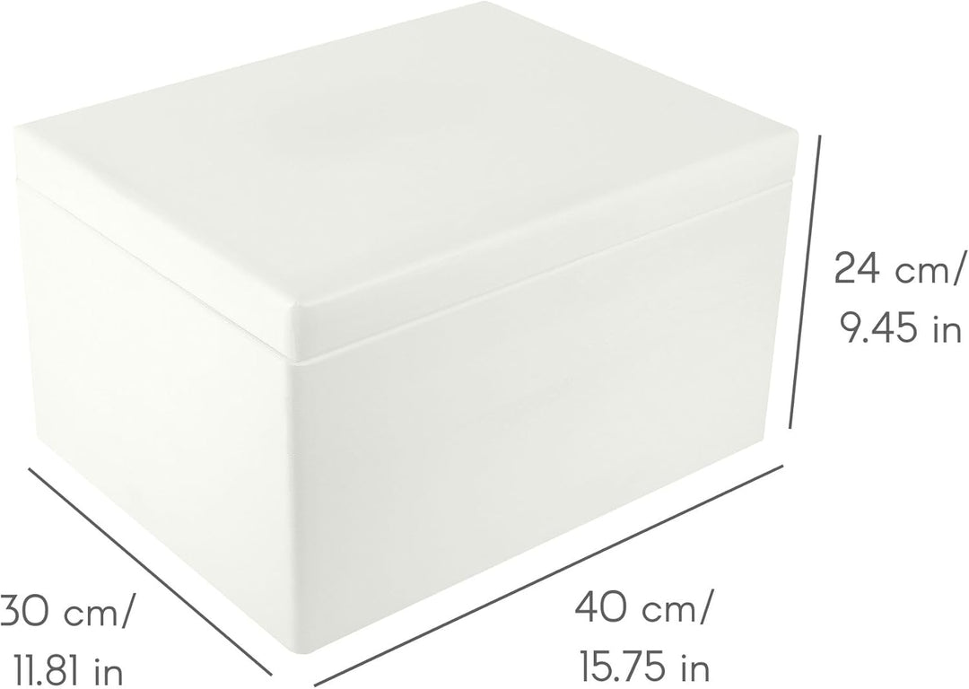 Creative Deco XXL Weisse Grosse Holzkiste mit Deckel | 40x30x24 cm (+/-1cm) | Ostern Holztruhe Erinn