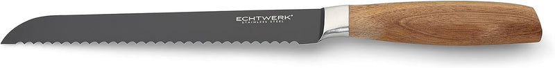 Echtwerk Brotmesser Black-Edition, Küchenmesser, aus hochwertigem Edelstahl, mit Wellenschliff, ergo