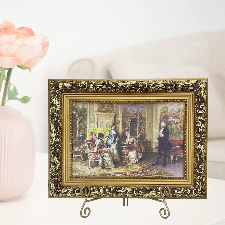 Plate Stand 12 Inch Gold Display Plate Holder, Collapsible Iron Plate Stands for Display, Folding Di