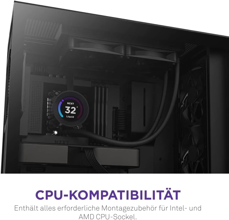 NZXT Kraken Elite 240 - RL-KN24E-B1-240mm AIO CPU Wasserkühlung - 2,36" LCD Display 640x640-2x120mm