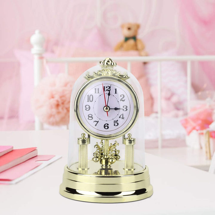 Wakects Europäische Retro-Stil Wohnzimmer Silent Uhr 11 x 17 cm Gold Kaminuhren batteriebetrieben Vi