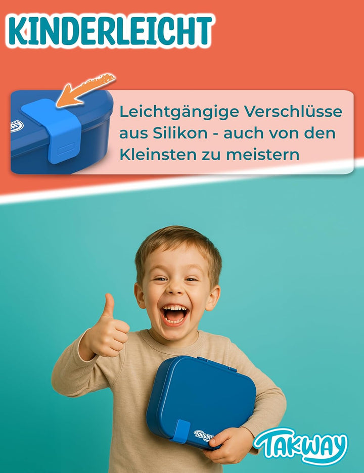 Brotdose Kinder mit Fächern - Bento Box Lunchbox BPA Frei - robust &amp; leicht zu öffnen (Dino), Dino