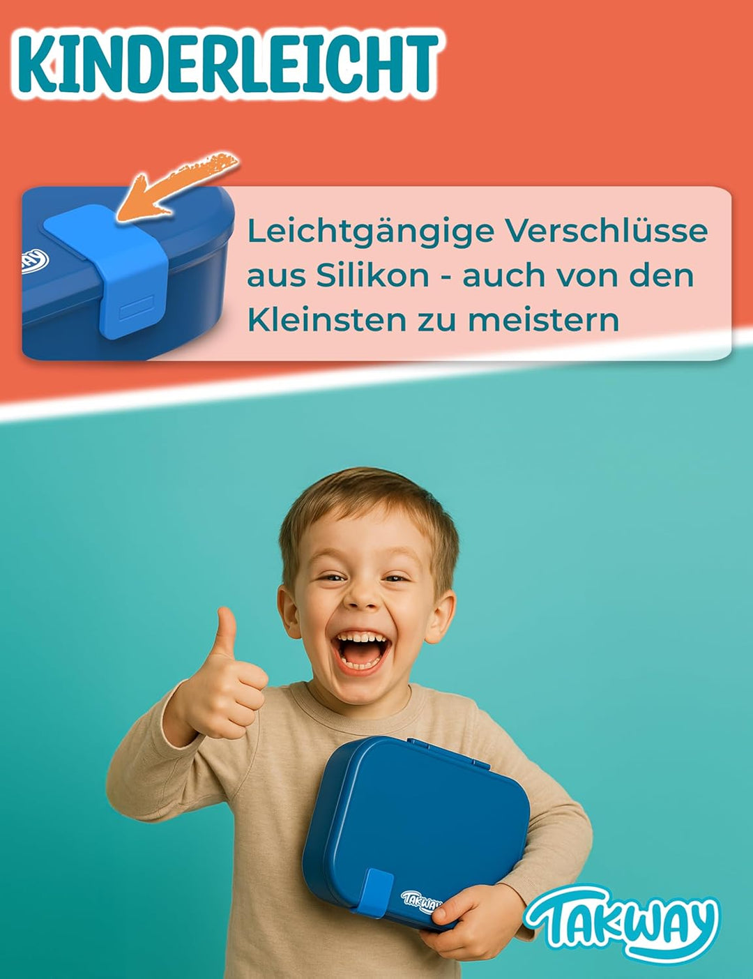 Brotdose Kinder mit Fächern - Bento Box Lunchbox BPA Frei - robust &amp; leicht zu öffnen (Herzen), Herz