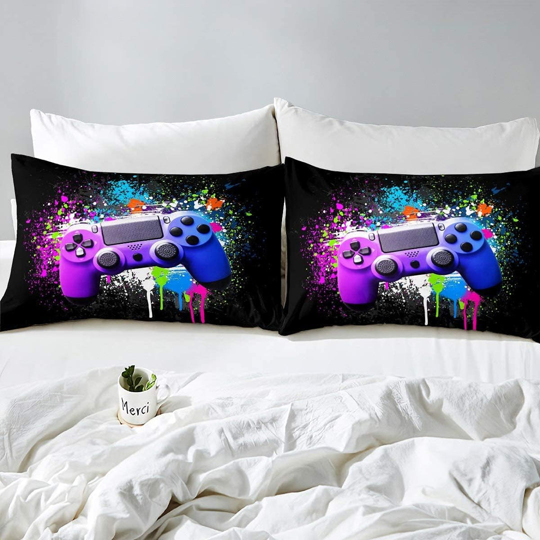 Bunt Tie Dye Gamepad Bettwäsche Set Modern Gamer Spiele Bettbezug Set Bunte Krawattenfarbe Spritztin