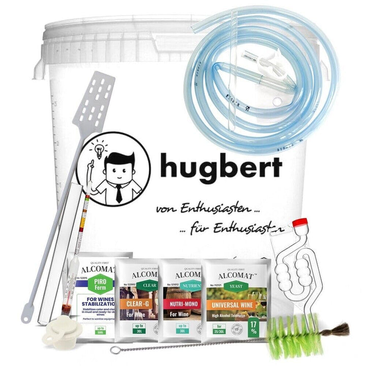 Weinset ALCOMAT-Box-L Weinhefe | Gärbehälter 15/17L | Gärröhrchen | Dichtgummi | Weinmessgerät | Wei