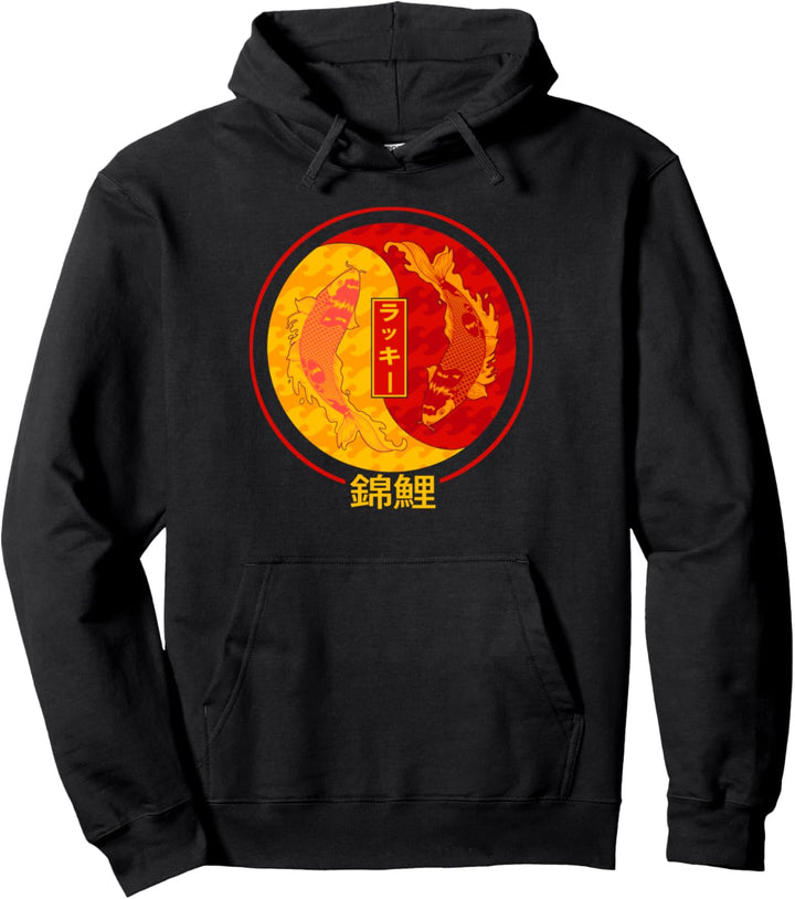 Japanische Glücksbringer Koi Karpfen Dualismus Yin-Yang Pullover Hoodie