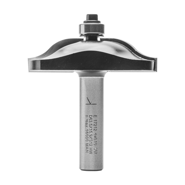 ENT 17212 Abplattfräser Karnisprofil HW, Schaft (S) 12 mm, Durchmesser (D) 63,5 mm, NL 15,9 mm, R 15