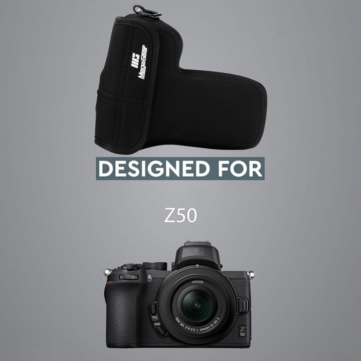 MegaGear MG1822 Ultraleichte Neopren-Kameratasche, kompatibel mit Nikon Z50 (50-250 mm), Schwarz, Sc