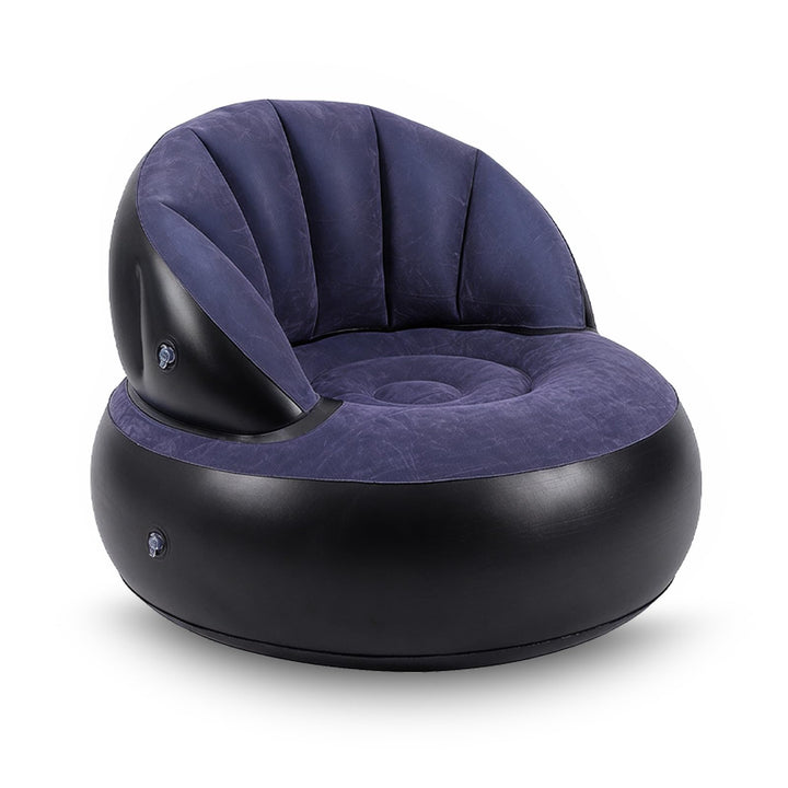 Aufblasbarer Sessel Sofa mit Flockoberfläche，Aufblasbares Sofa Rundes Luftsofa inkl Fusspumpe Wasser