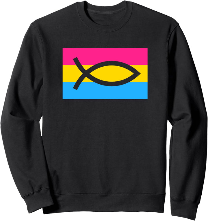 Christian Ally Jesus Fish Pansexual Pride Flag Aesthetic Sweatshirt