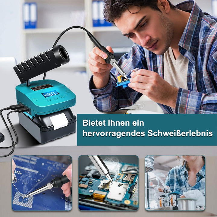 Akku Lötkolben Set kompatibel mit Makita 18V Akku, tragbarer Lötkolben mit USB und Typ-C, einstellba
