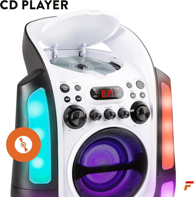 Fenton SBS30W - Karaoke Anlage mit 2 Mikrofonen, Karaoke Maschine mit Bluetooth, CD Plus G-Player, U