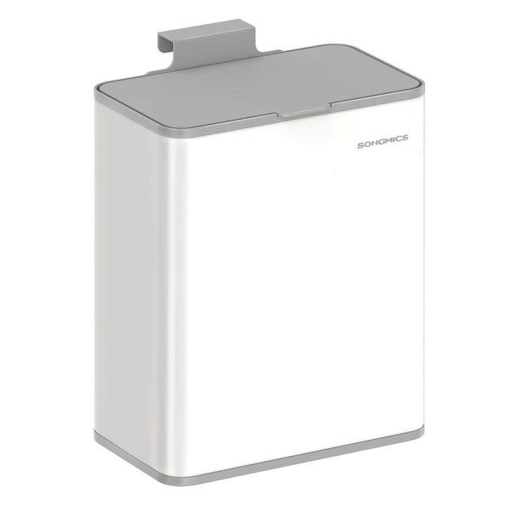SONGMICS Mülleimer hängend, 8 L Komposteimer Küche, Stahl-Abfalleimer mit Deckel für Biomüll, mit Ha