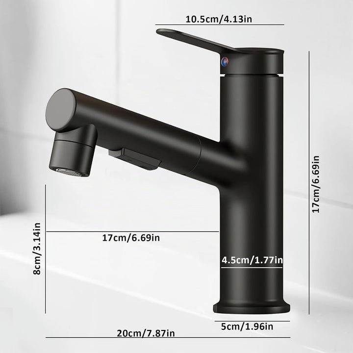 Wasserhahn Bad mit Ausziehbar Brause, Hochdruck Waschtischarmatur Einhebelmischer Mischbatterie mit