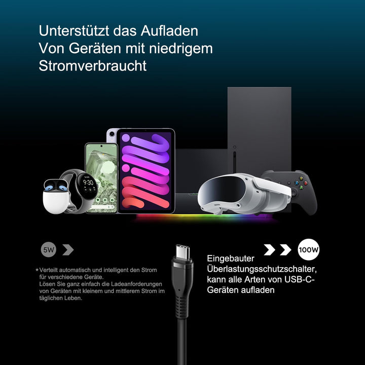 HKY 100W PD3.0 20V 5A USB C Netzteil für Ulanzi AL60 VL81 VL49 Luftschlauchleuchte, für Jackery Expl